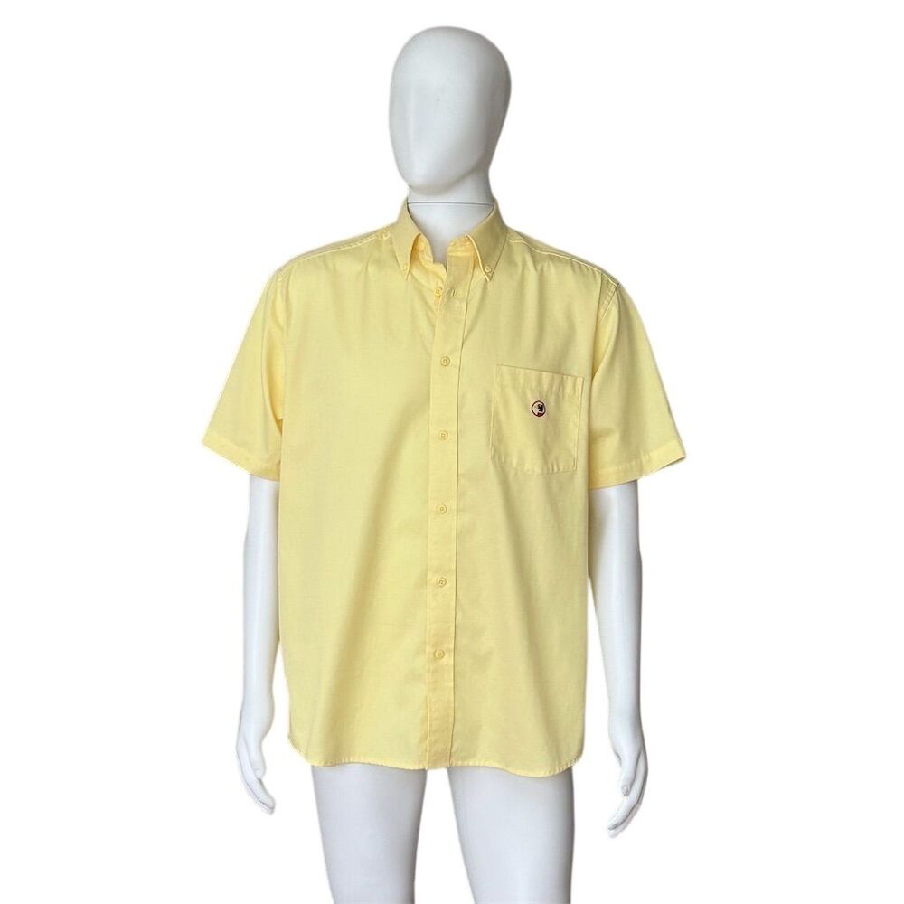 Vintage Duck Head Men's Yellow Short Sleeve Button-Up Shirt M